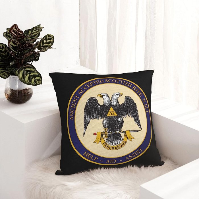 Ancient Accepted Scottish Rite Masonic Square Decorative Pillow Covers Family Sofa Bedroom Pillo (1)