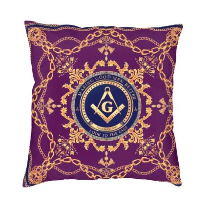 Freemason Baroque Design Throw Pillow Cover Decoration Masonic Mason Chair Cu (1)