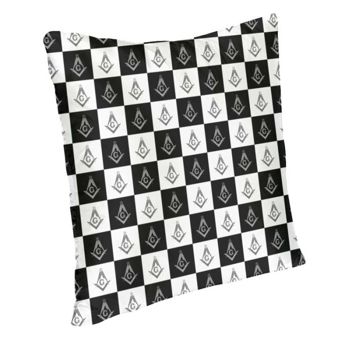 Freemason Checkered Pattern Cushion Cover Sofa Living Room Mason Masonic Square Throw Pillow Case 4