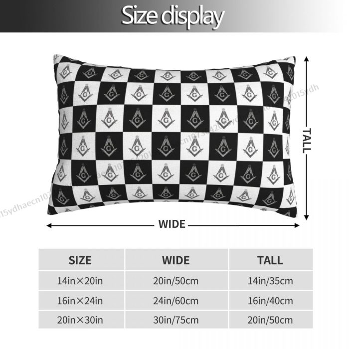 Freemason Checkered Pattern Printed Pillow Case Freemason Compass Masonic Backpack Couss (1)