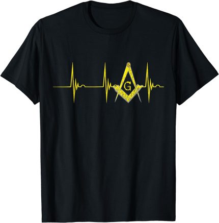 Freemason Heartbeat EKG Pulse Mason Masonic Symbol Of Faith T-Shirt (1)