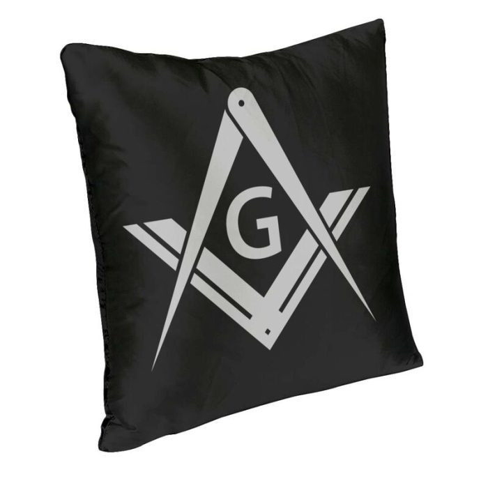 Freemason Logo Cushion Cover 40x40cm Home Decor Print Masonic Mason Freemasonry Throw