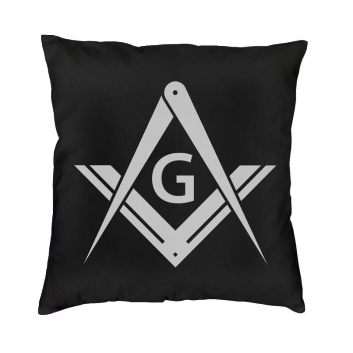 Freemason Logo Cushion Cover 40x40cm Home Decor Print Masonic Mason Freemasonry Throw P (1)