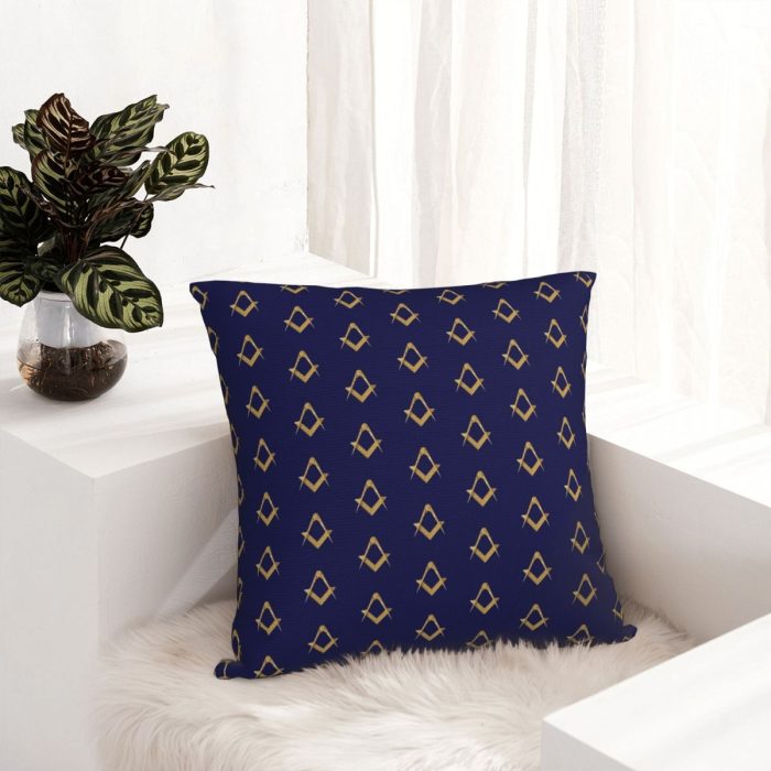 Freemason Pattern Blue Square Compass Masonic Pillowcase Printing Cushion C (5)