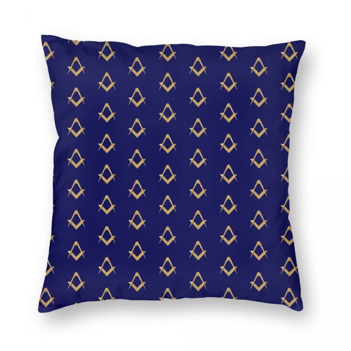 Freemason Pattern Blue Square Compass Masonic Pillowcase Printing Cushion Cov (1)