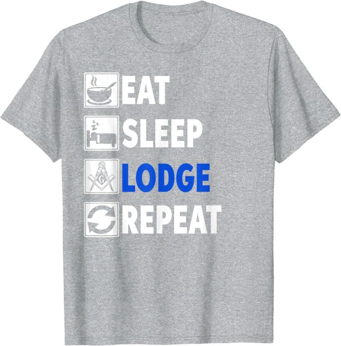 Freemason Shirt MASON EAT SLEEP LODGE REPEAT T-Shirt Gift (2)