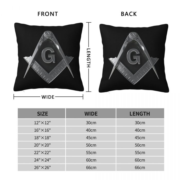 Freemason Silver Masonic Pillowcase Printed Fabric Cushion Cover Gift Throw Pillow Case Cover (4)