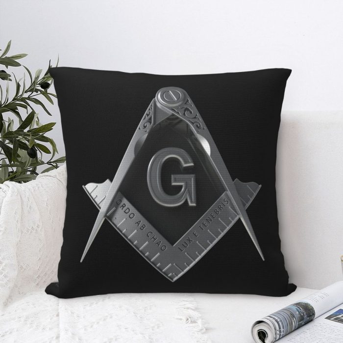 Freemason Silver Masonic Pillowcase Printed Fabric Cushion Cover Gift Throw Pillow Case Cover (6)