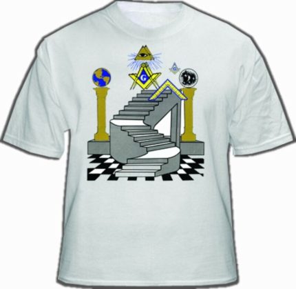 Freemason T-Shirt - Masonic Apparel - Colorful Masonic Steps with Double Pillars