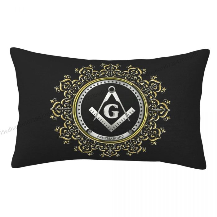 Freemasonry Square Compass Polyester Pillowcase Freemason Compass Masonic Bedroom Deco