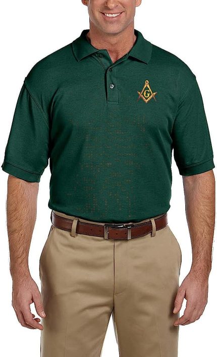 Gold Square & Compass Embroidered Masonic Men's Polo Shirt (2)