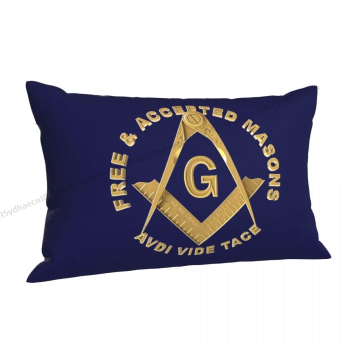 Gold Square Pillow Case Freemason Compass Masonic Cushion Covers Home Sofa Chair Decorative Back (5)