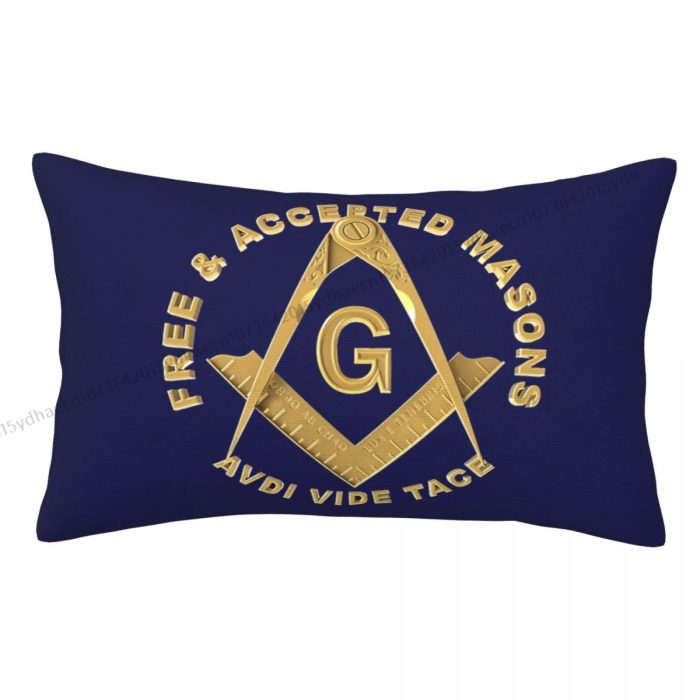 Gold Square Pillow Case Freemason Compass Masonic Cushion Covers Home Sofa Chair Decorative Back