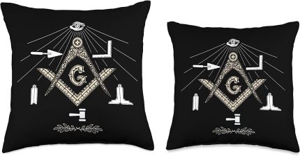 Greats Mason Store Freemason Tools with God's All Seeing Eye Father's Day Gift Throw Pillow,