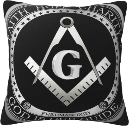 HALINNY Masonic Faith Hope and Charity Freemason Logo Black Throw Pillow Case Sofa Cushio