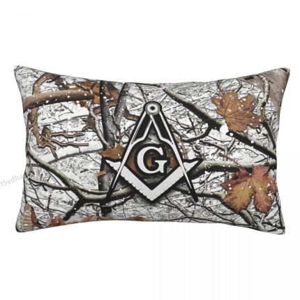 Hunting Camouflage Square Compass Polyester Pillowcase Freemason Compass Mason