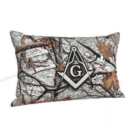 Hunting Camouflage Square Compass Polyester Pillowcase Freemason Compass Mason (5)