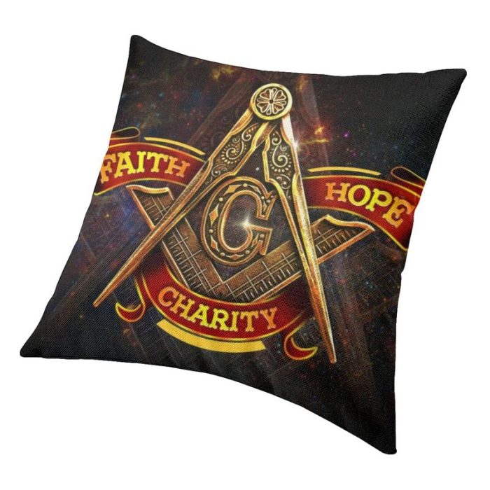 Luxury Freemason Faith Hope Charit Cushion Covers 45x45cm Polyester Masonic (3)