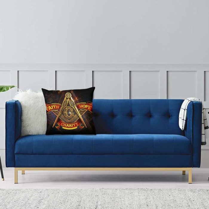 Luxury Freemason Faith Hope Charit Cushion Covers 45x45cm Polyester Masonic (5)