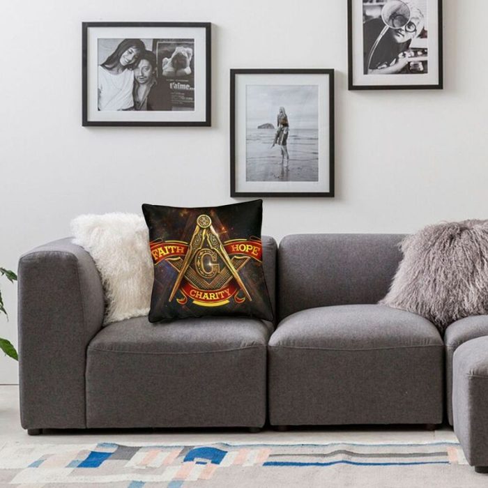 Luxury Freemason Faith Hope Charit Cushion Covers 45x45cm Polyester Masonic (6)