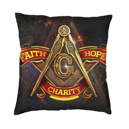 Luxury Freemason Faith Hope Charit Cushion Covers 45x45cm Polyester Masonic T (1)