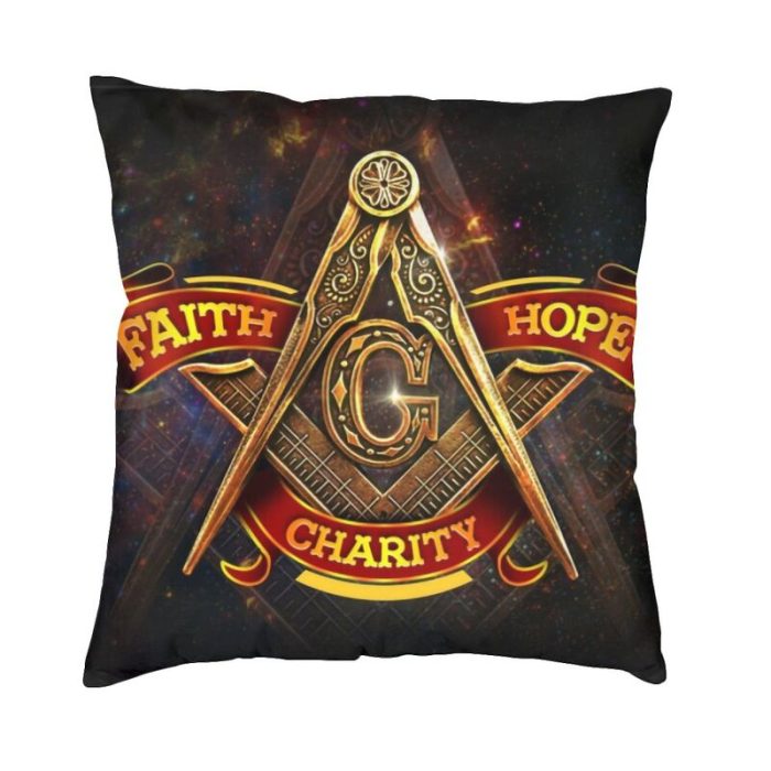 Luxury Freemason Faith Hope Charit Cushion Covers 45x45cm Polyester Masonic T (1)