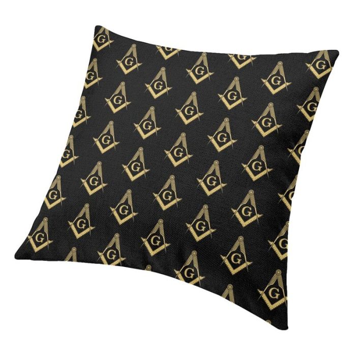 Luxury Freemasonry Symbol Pattern Cushion Cover for Sofa Velvet Masonic Pillow Ca (3)