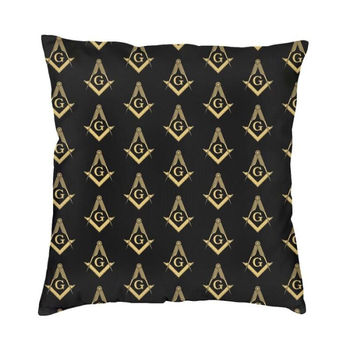 Luxury Freemasonry Symbol Pattern Cushion Cover for Sofa Velvet Masonic Pillow Case (1)