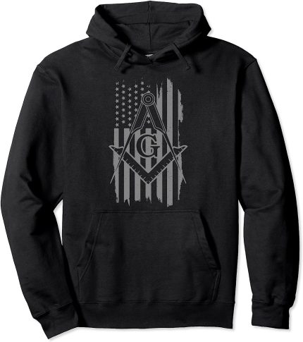 Mason Patriotic US Flag Square & Compass Masonic Shriner Pullover Hoodie