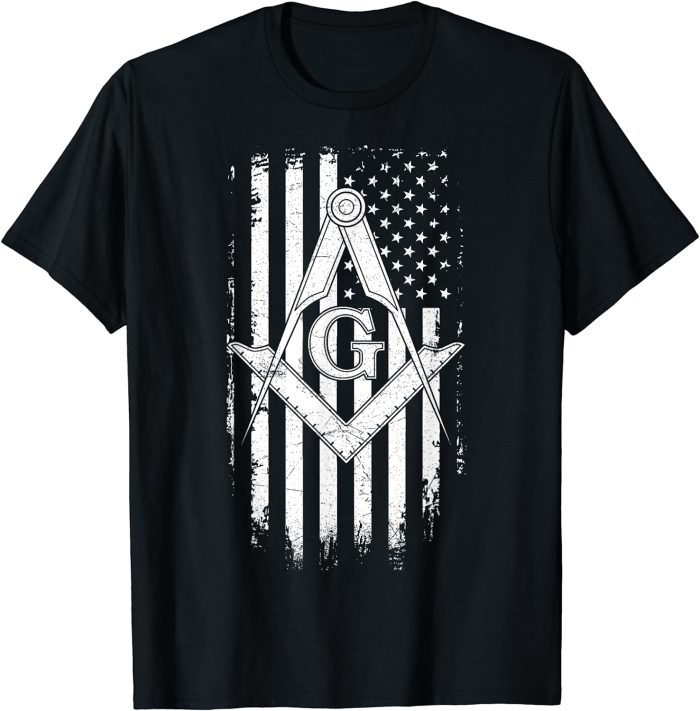 Masonic American Flag Square and Compass - Freemason T-Shirt T-Shirt (1)