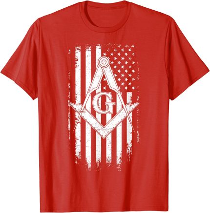 Masonic American Flag Square and Compass - Freemason T-Shirt T-Shirt (2)