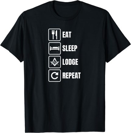 Masonic Eat Sleep Lodge Repeat Freemason T-Shirt (1)