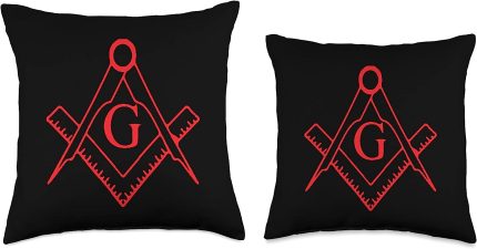 Masonic Freemason Lodge Masons Square and Compass Symbol Freemason Emblem Mason Throw Pillo