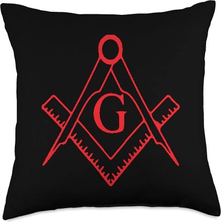 Masonic Freemason Lodge Masons Square and Compass Symbol Freemason Emblem Mason Throw Pillow, (1)