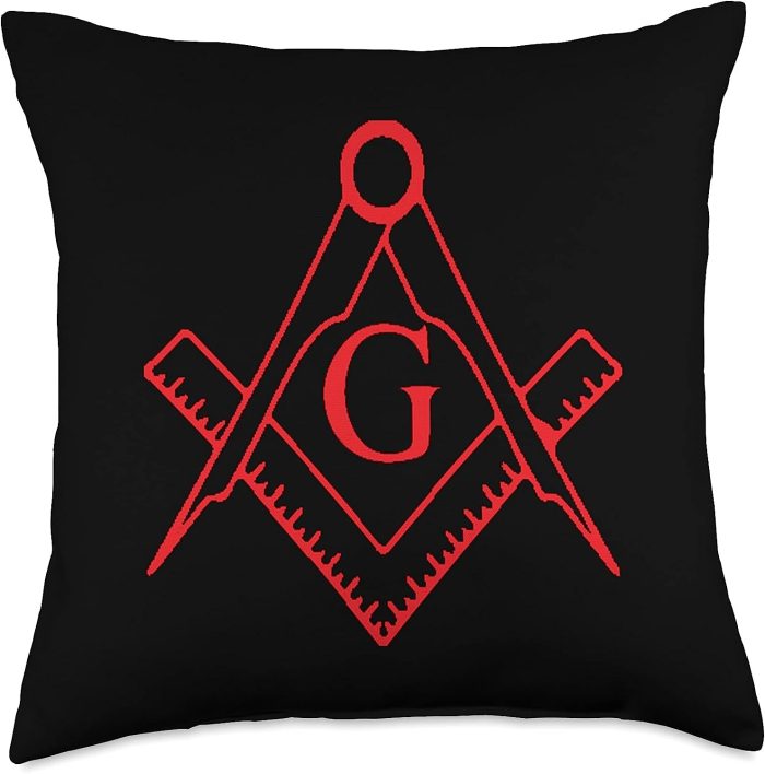 Masonic Freemason Lodge Masons Square and Compass Symbol Freemason Emblem Mason Throw Pillow, (1)