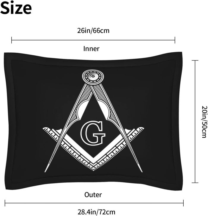 Masonic Freemasonry Emblem Pillow Cases 20x26 in Standard Size Creative 3D Pri