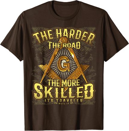 Masonic Harder Road Distressed Square & Compass Freemason T-Shirt (2)