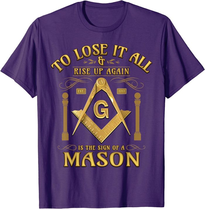 Masonic Rise Up Again Square & Compass Freemason T-Shirt (2)