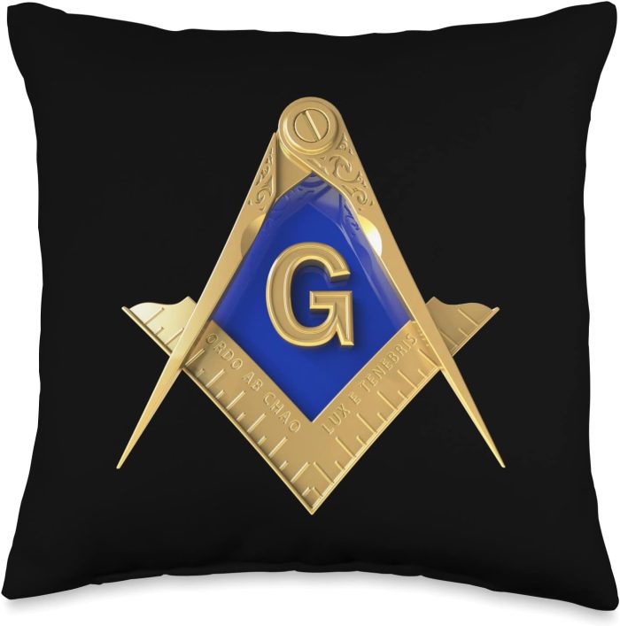 Masonic Shirts & Freemason Lodge Merch Masonic Square & Compass Freemason Throw Pillow, 16x16, Mult (1)