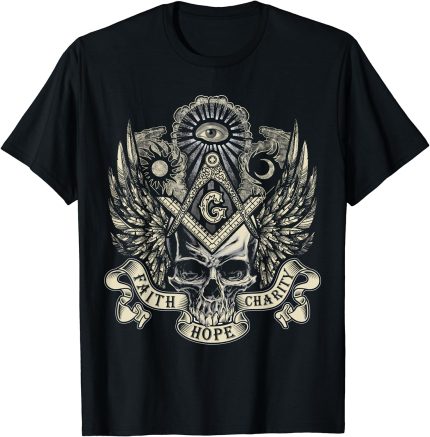 Masonic Skull God's Eye Faith Hope Charity Father's Day Gift T-Shirt