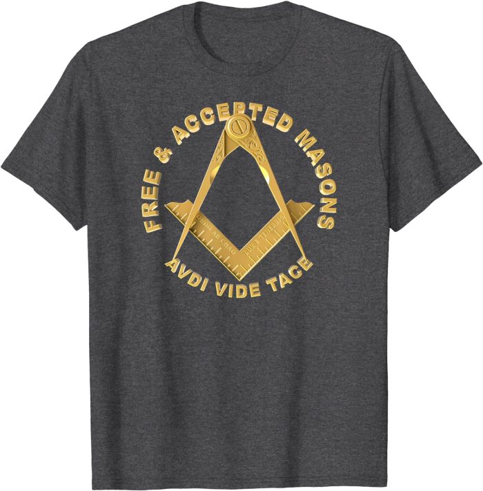 Masonic Square & Compass Avdi Vide Tace Freemason T-Shirt (2)