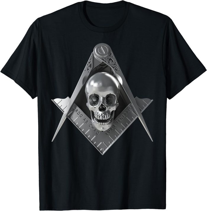 Masonic Square Compass Skull Freemason T-Shirt (1)