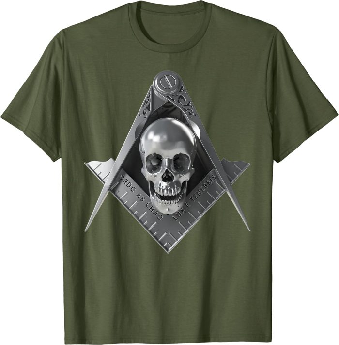 Masonic Square Compass Skull Freemason T-Shirt (2)