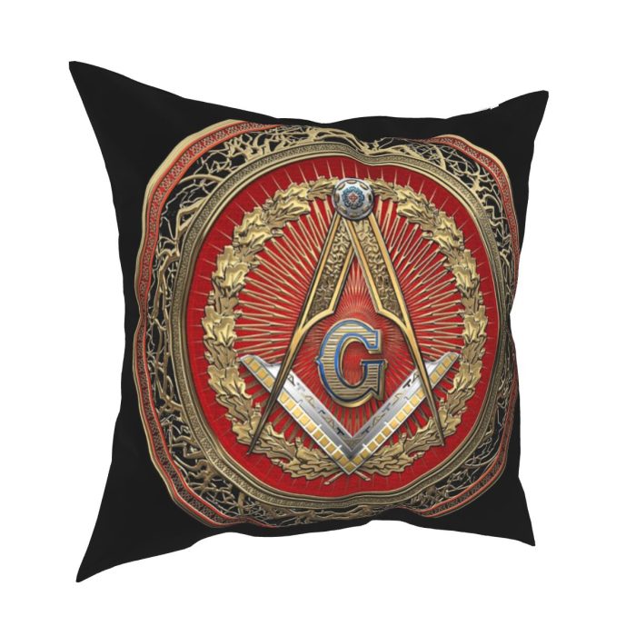 Masonic Symbols Pillow Case 3rd Degree Mason Silver Jewel Master Cushion Cover Cus