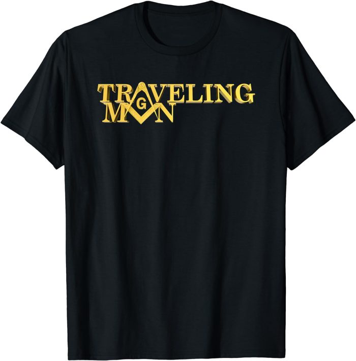 Masonic Traveling Man Square & Compass Freemason T-Shirt (1)