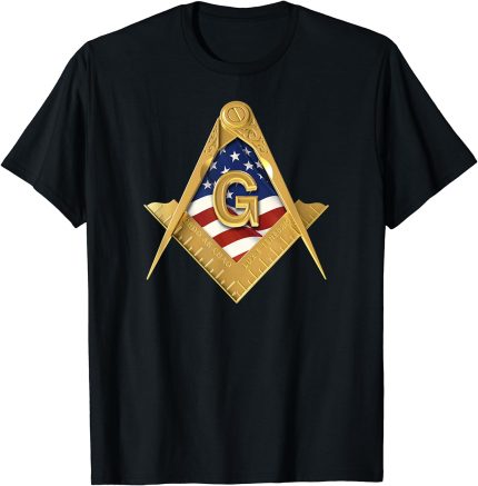 Masonic USA American Flag Square & Compass Freemason T-Shirt (1)