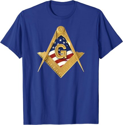 Masonic USA American Flag Square & Compass Freemason T-Shirt (2)