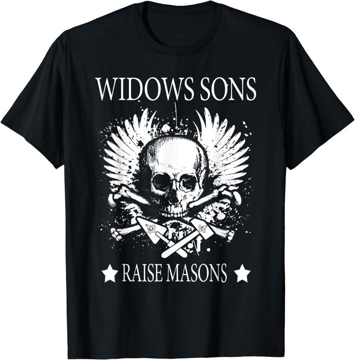 Masonic Widow's Son Raise Masons Skull Father's Day Gift T-Shirt (1)