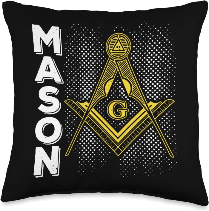 Master Mason Masonic Freemasons CB Freemasonry Fraternal Square Compass Mason Throw Pillow, 1