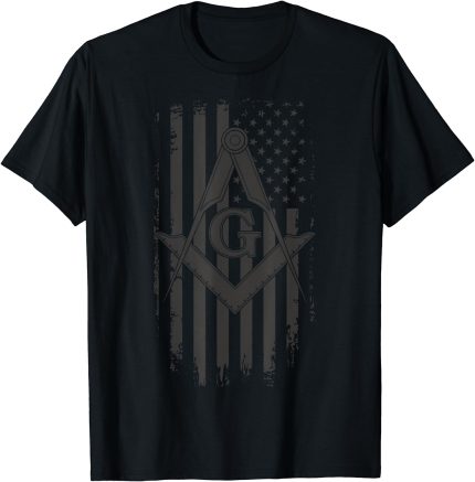 Mens Masonic American Flag Square and Compass - Freemason T-Shirt T-Shirt